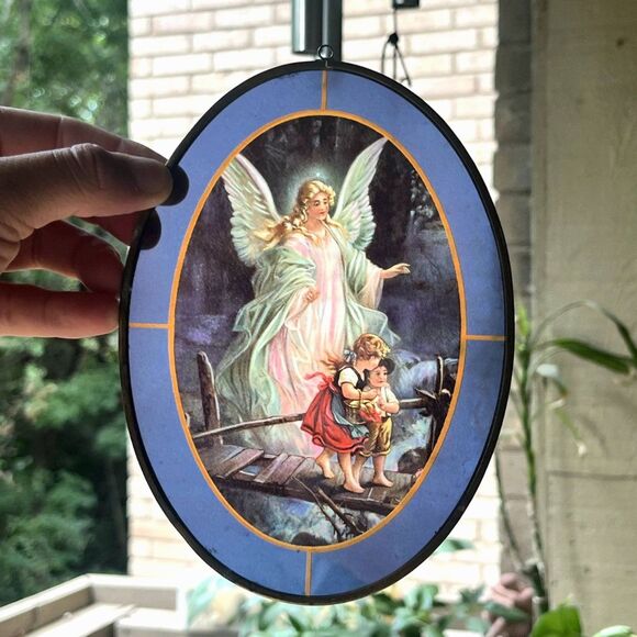 Glass Printed Guardian Angel Hanging Oval - Picture 2 of 6